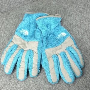 The North Face TNF Gloves Girls Large Blue Fleece Lined Winter‎ Outdoor Ski Gear